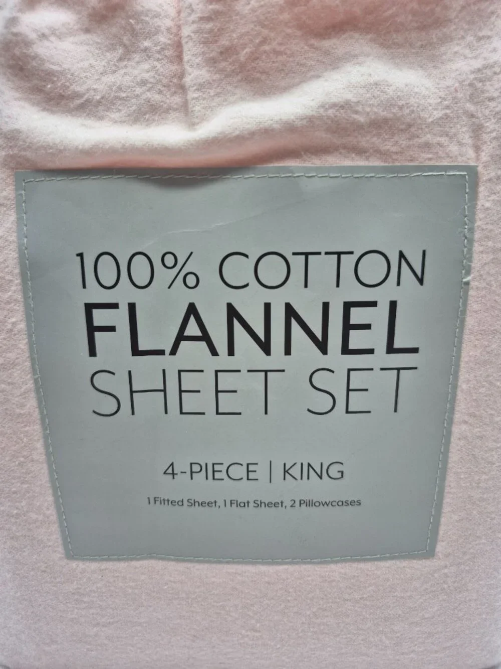 Ienjoy Home King Size Sheet Set Blush Pink 4-Piece 100% Cotton Flannel NEW